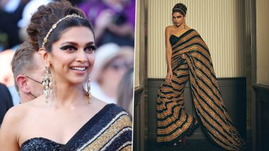 Deepika Walks Cannes Red Carpet In Sabyasachi Sari Inspired By Royal Bengal tiger
